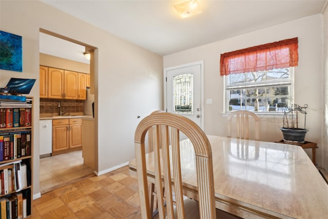 dining area with sink