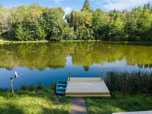 view of dock featuring a water view