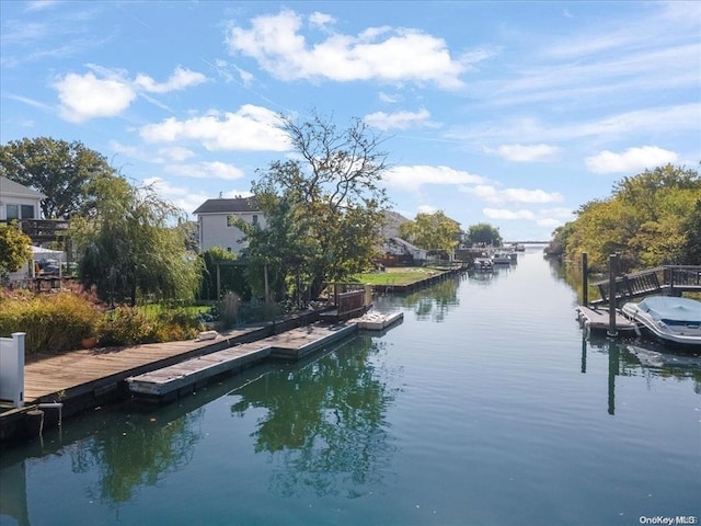 view of dock featuring a water view