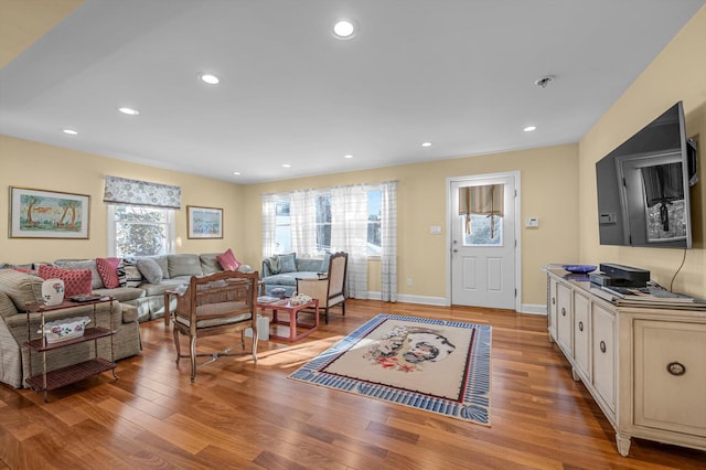 living room featuring light hardwood / wood-style floors