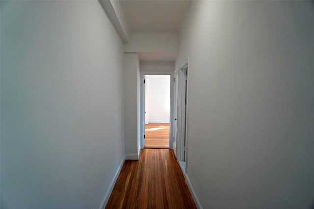 corridor with dark hardwood / wood-style floors