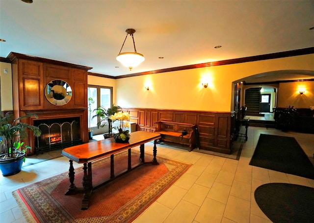 interior space with ornamental molding