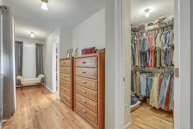 walk in closet featuring light wood-type flooring