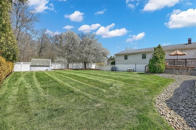 view of yard featuring a deck