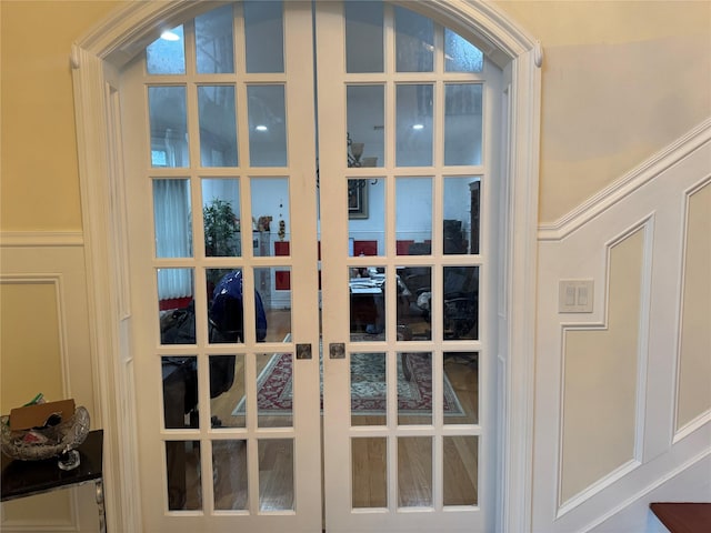 interior details featuring french doors