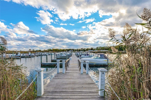 view of dock featuring a water view