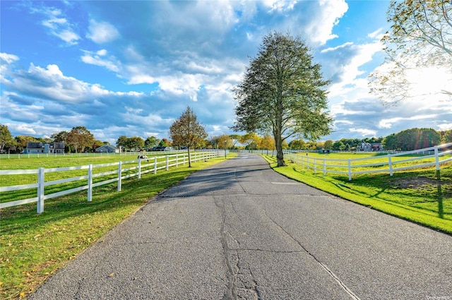 view of road with a rural view