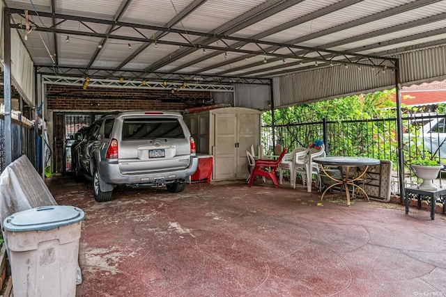 garage with a carport