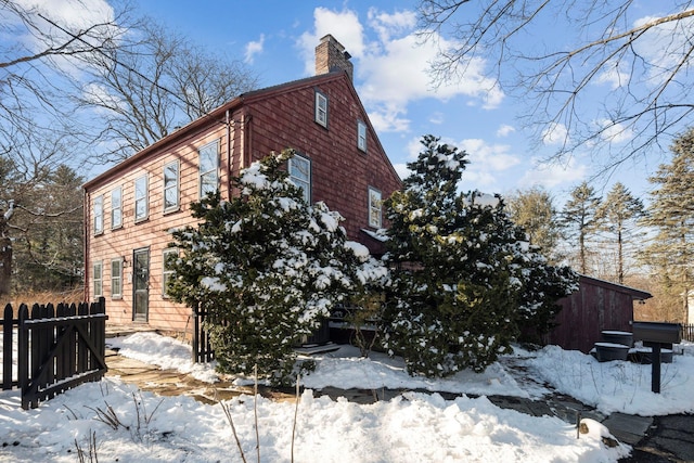 view of snowy exterior