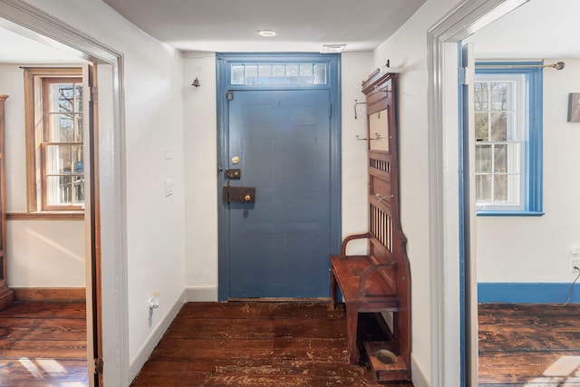 entryway featuring dark wood-type flooring