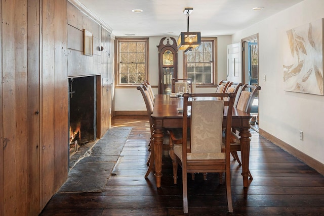 dining room with dark hardwood / wood-style floors