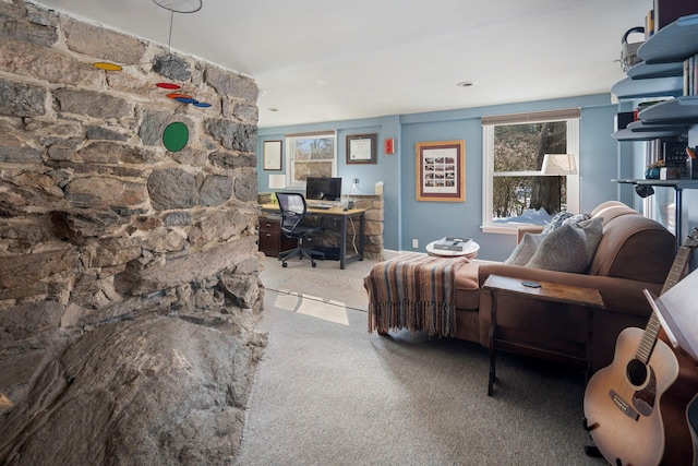 living room with carpet flooring