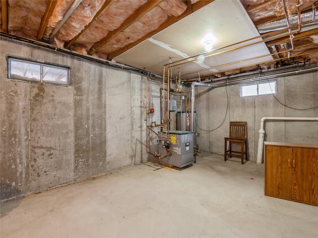 basement with water heater