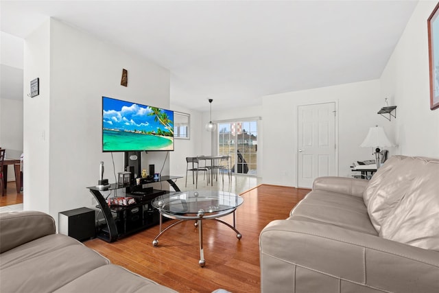 living room with hardwood / wood-style flooring