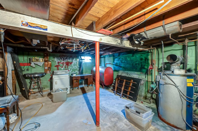 basement with washer / dryer