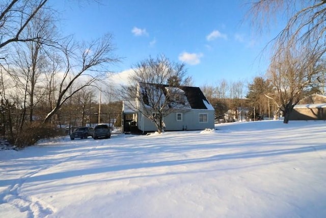 view of snow covered exterior