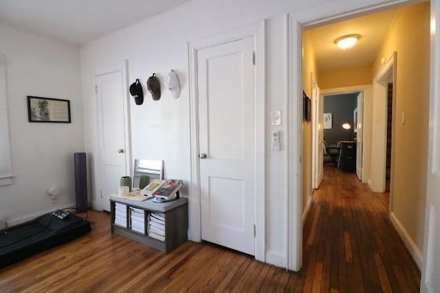 hall featuring dark hardwood / wood-style flooring