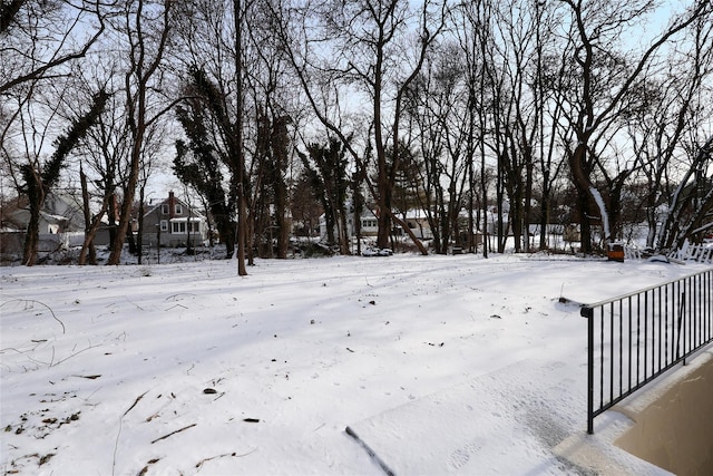 view of yard covered in snow