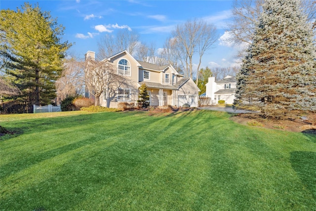 view of yard with a garage