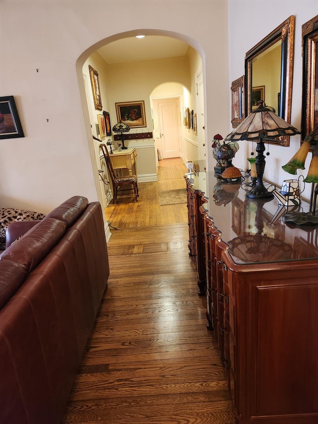 hall featuring wood-type flooring