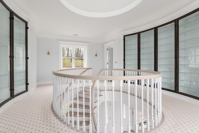 hallway with ornamental molding