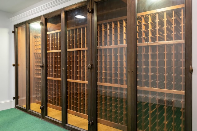 wine cellar with carpet flooring