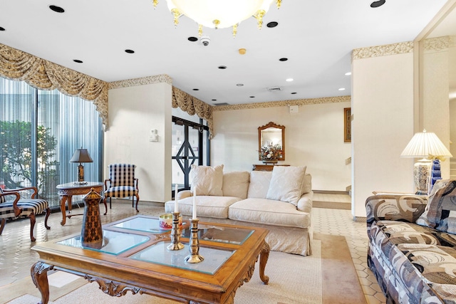 living room with plenty of natural light