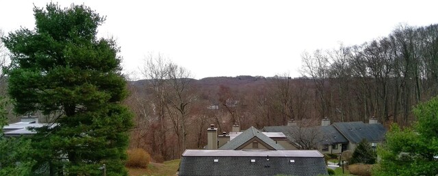 aerial view with a wooded view