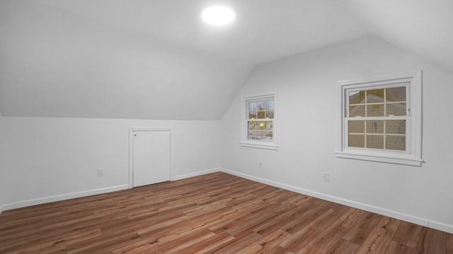 bonus room featuring hardwood / wood-style flooring and lofted ceiling