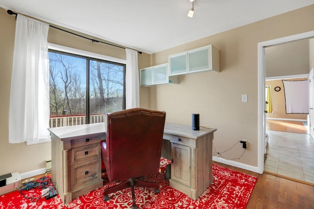 home office featuring light hardwood / wood-style floors