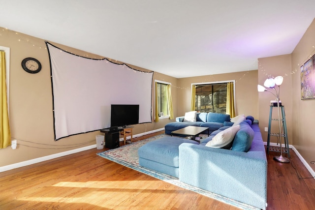 living room with hardwood / wood-style floors