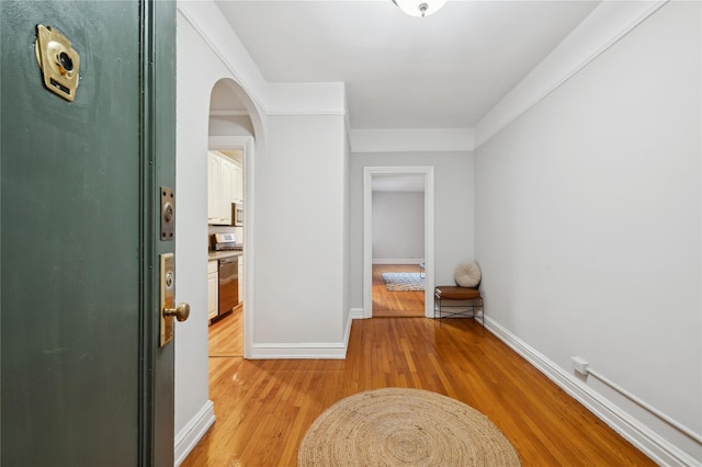 hall featuring light wood-type flooring