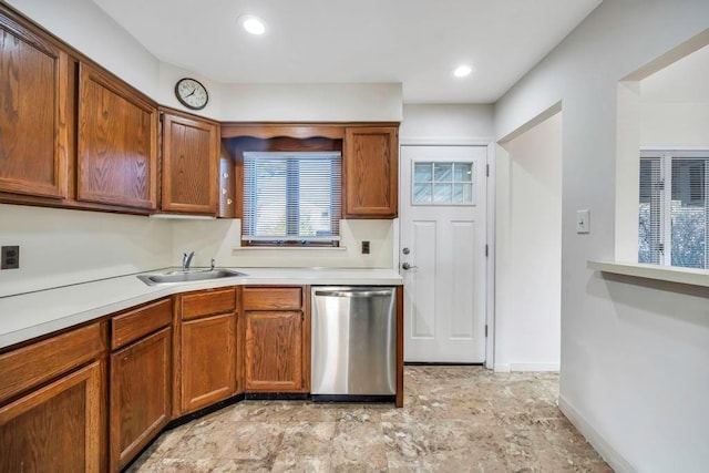 kitchen with sink and stainless steel dishwasher