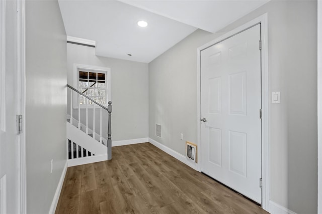 foyer with hardwood / wood-style floors