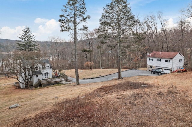 view of yard featuring a garage