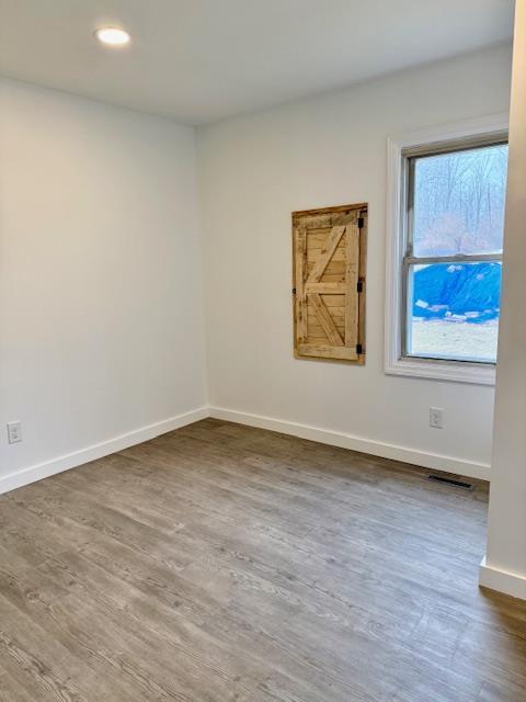 unfurnished room with wood-type flooring