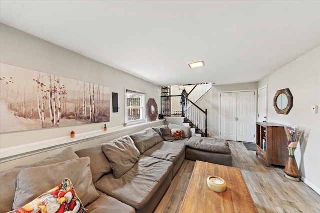 living room featuring light hardwood / wood-style floors