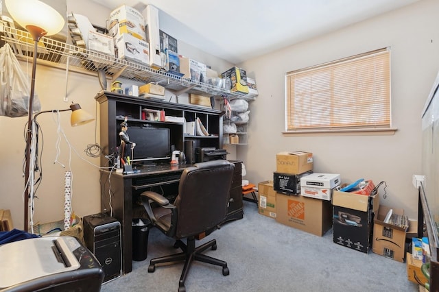 view of carpeted home office