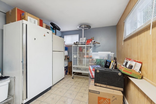 kitchen with white fridge