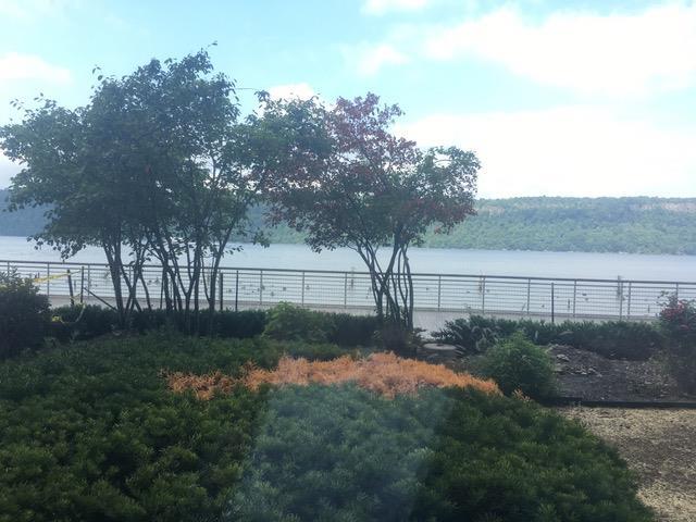 view of water feature featuring fence