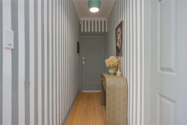 corridor featuring light hardwood / wood-style flooring