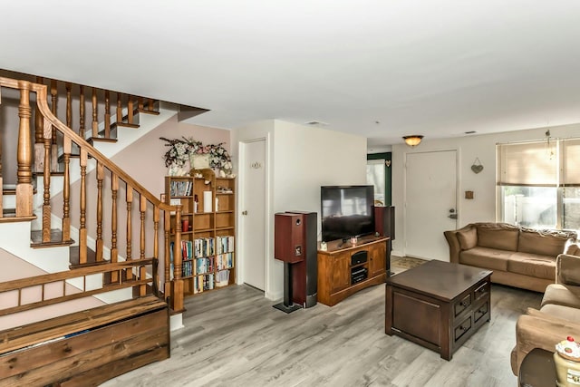 living room with light wood-type flooring