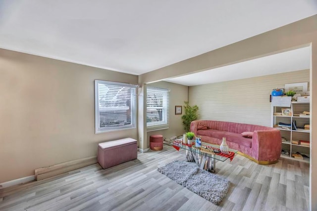 living room with light wood-type flooring