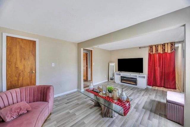 living room with light wood-type flooring