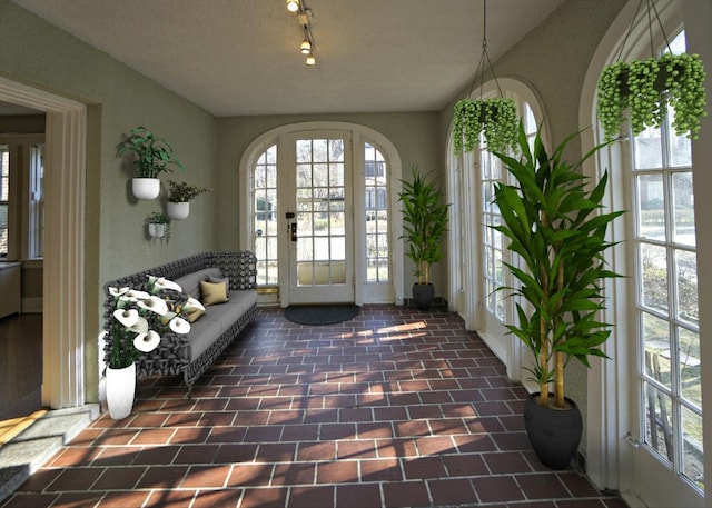 interior space featuring a textured ceiling