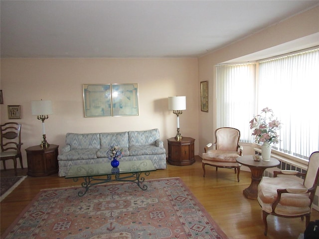 living room featuring light wood-type flooring