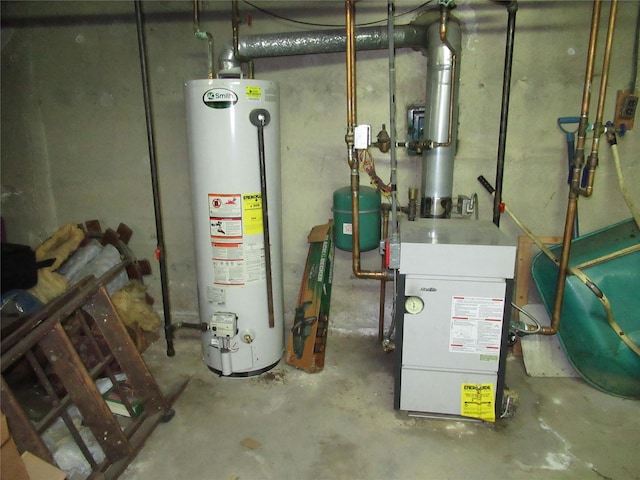 utility room with water heater