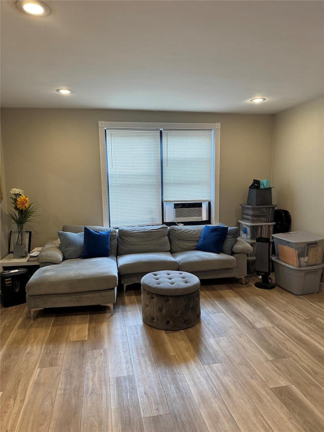 living room with light wood-type flooring