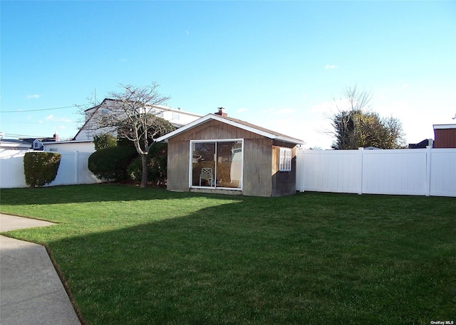 exterior space with an outbuilding