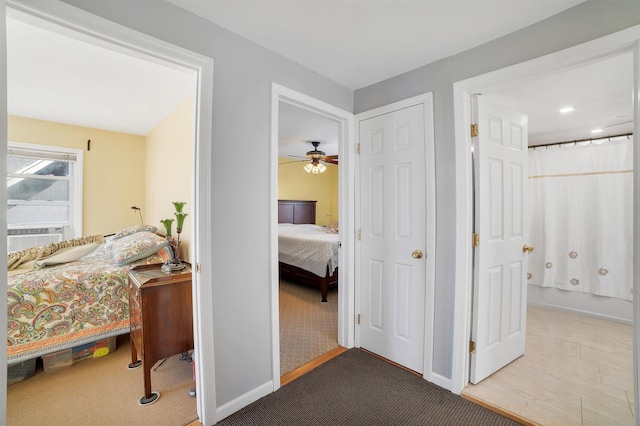 carpeted bedroom featuring cooling unit